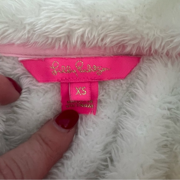Lilly Pulitzer Cream and Pink Fleece Sherpa Jacket XS - Picture 4 of 4